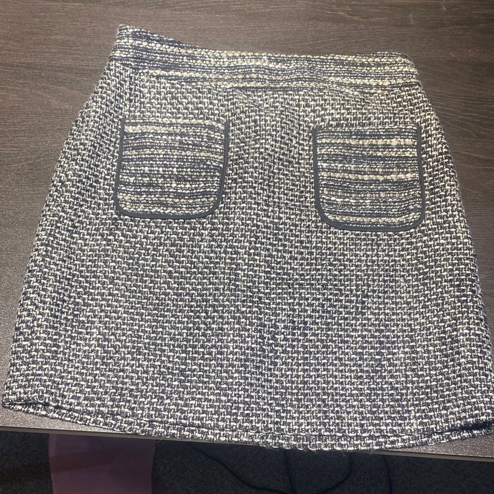 LOFT Black and White Tweed Pencil Skirt